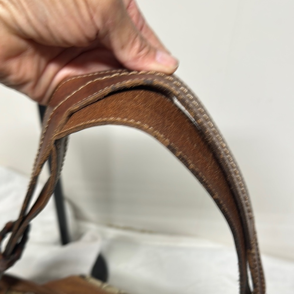 Vintage Coach Bucket Bag Brown Signature Shoulder/ Crossbody with Leather Trim - Picture 16 of 16